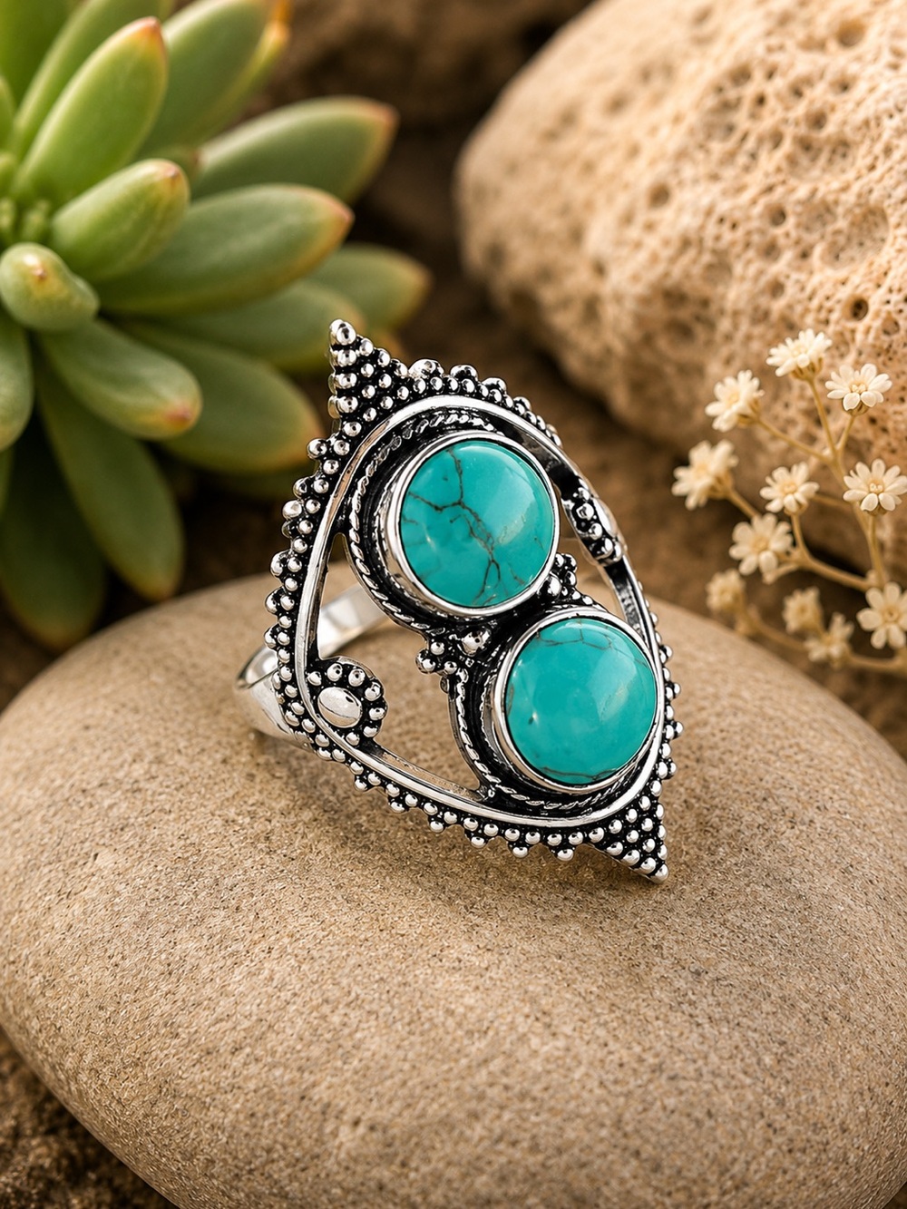 Santa Rosa Turquoise Sterling Silver Ring Sz 8
